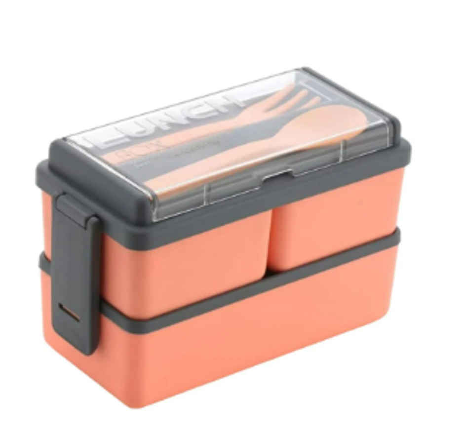 YELLOCUT Triple Compartment Plastic Lunch Box | Orange