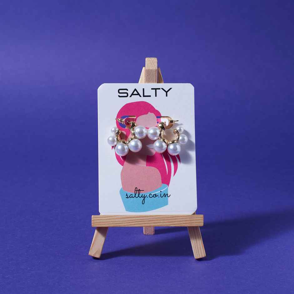 SALTY Pearl Perfection Earrings for Women and Girls| Anti-Tarnish | Gold and White