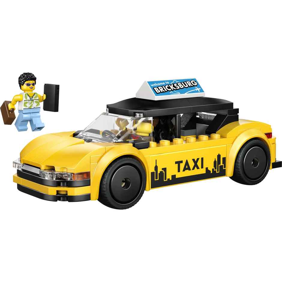 LEGO City Yellow Taxi Model Car Kit with 2 Minifigures 60487