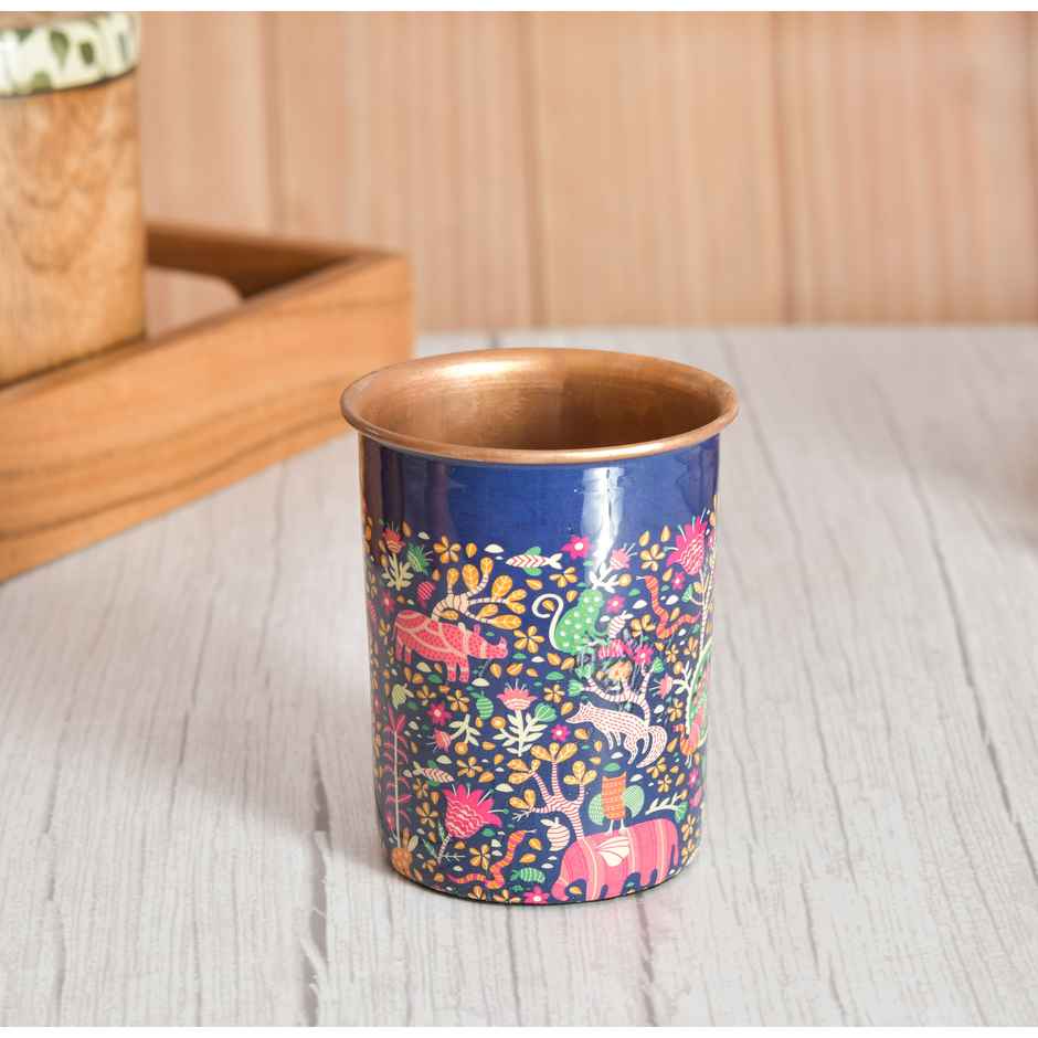 Oggn Meena Printed Copper Glasss 250Ml