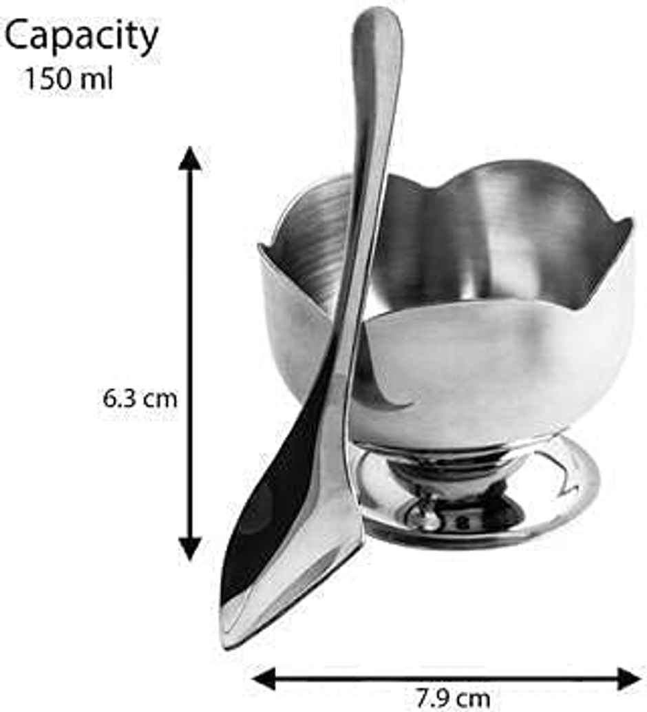 Perpetual Mart Stainless Steel Dessert Cups Flower Shape with Spoon