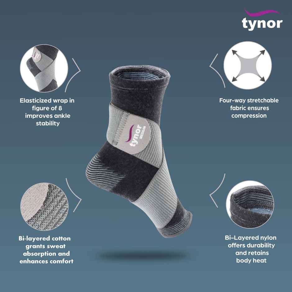 Tynor Ankle Binder | Grey | Large | 1 Unit