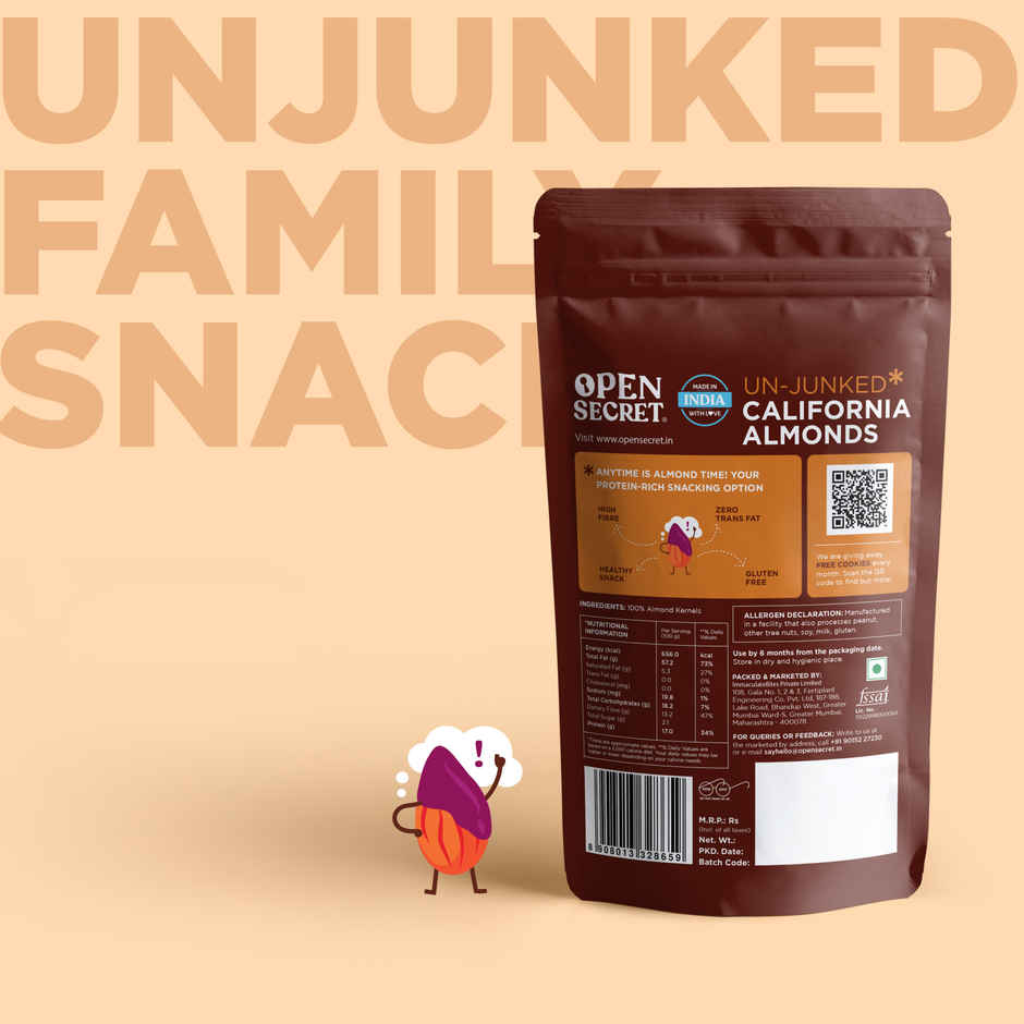 Open Secret Premium California Almonds (Badam) - High Protein, Fasting Vrat Special, Healthy Snacking