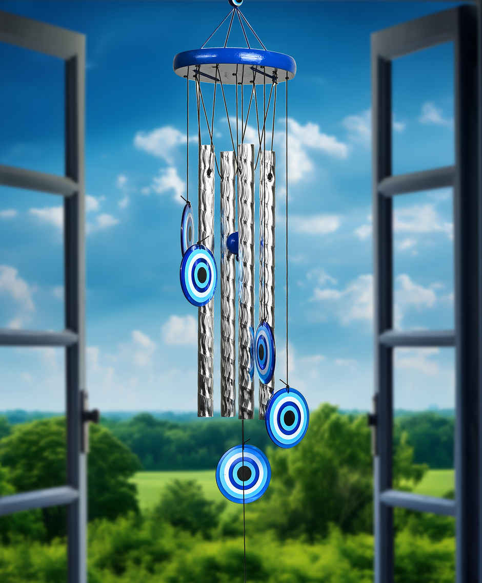 HINDCRAFT Evil Eye Wind Chimes for Home and Garden Spiritual Protection and Positive Energy Decor