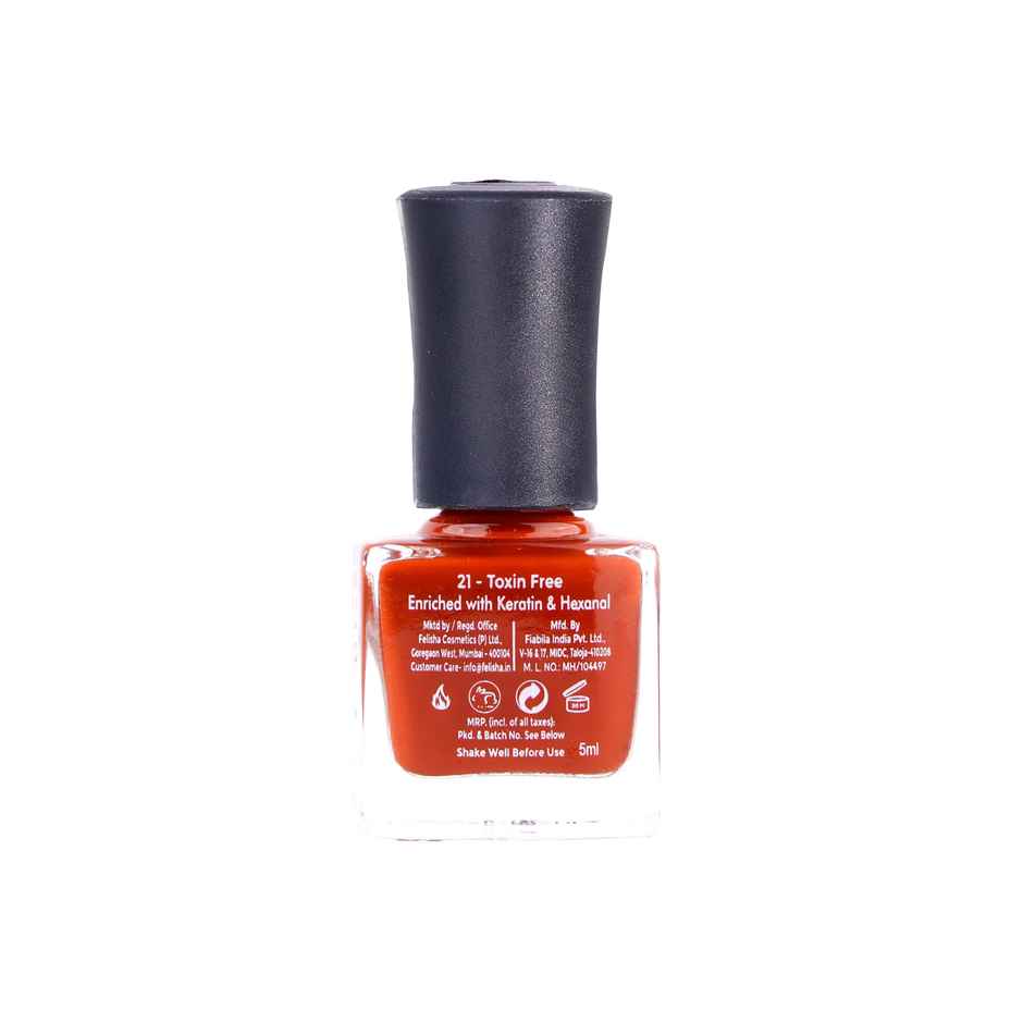 Color Fx Xprss Rust Orange Glossy Nail Polish, Long Lasting Nail Paint, 305