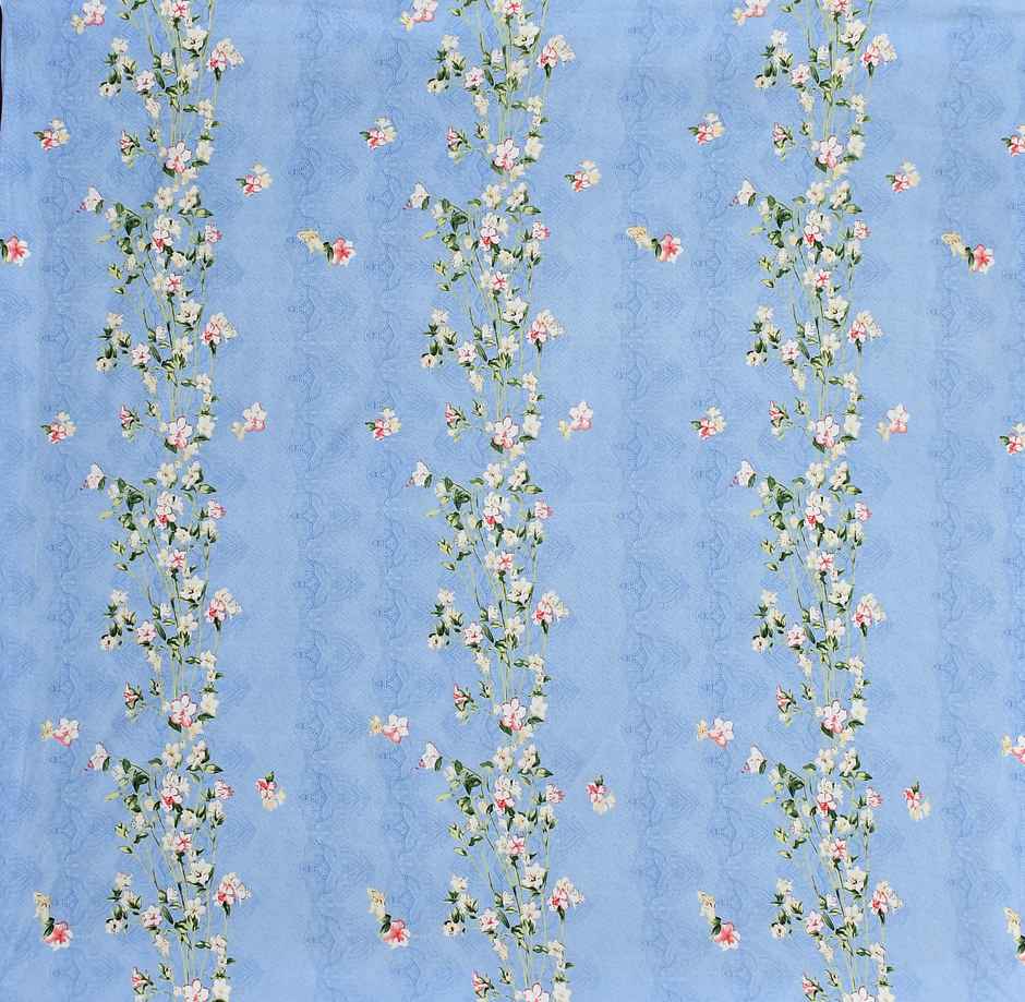Furnofy Fitted Double 140 Gsm Floral Bedsheet | With 2 Pillow Covers | Blue | 78 x 72 in