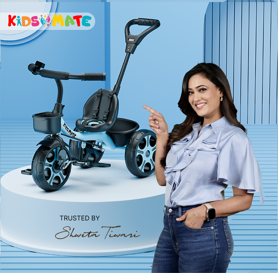 Kidsmate Junior Tricycle with Parental Control for 1 to 4 Years | Capacity 30 kgs | Blue