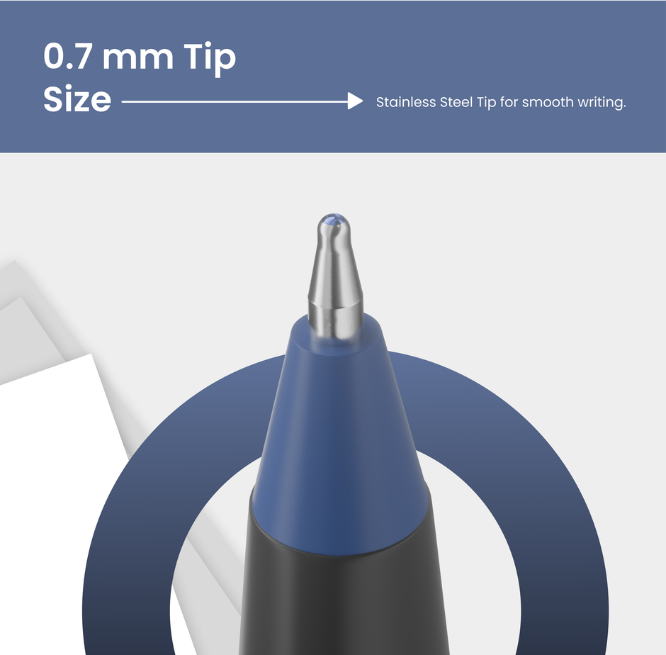 Pentonic Ball Pens, 0.7 mm Tip, Blue Ink