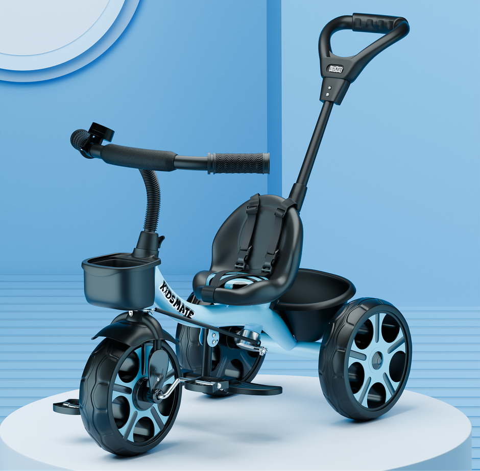 Kidsmate Junior Tricycle with Parental Control for 1 to 4 Years | Capacity 30 kgs | Blue