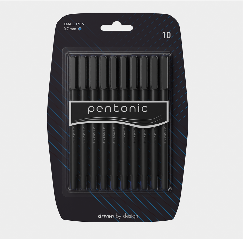 Pentonic Ball Pens, 0.7 mm Tip, Blue Ink