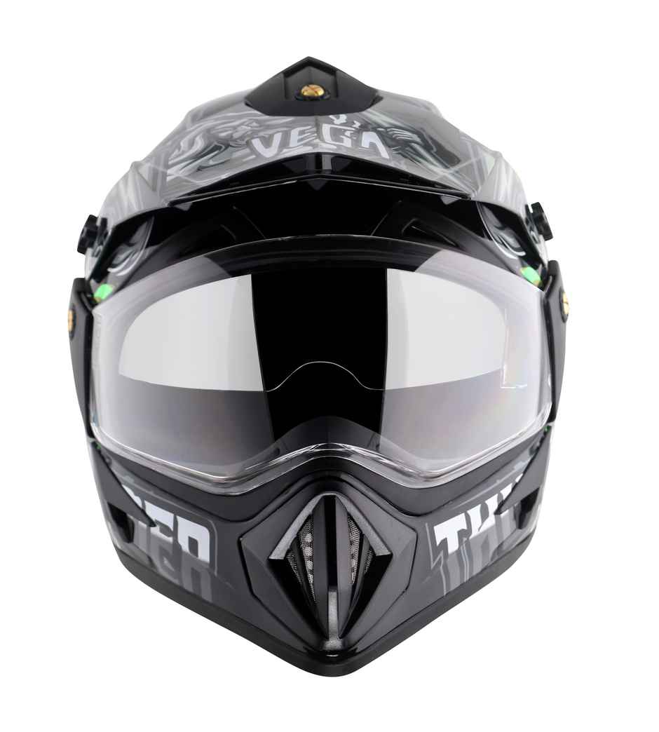 Vega Off Road D/V Thunder Lightweight Full Helmet- Black Grey - L
