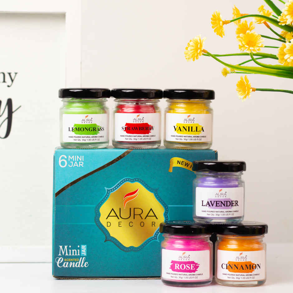 Scented Jar Candle Set | Pack of 6 | Auradecor