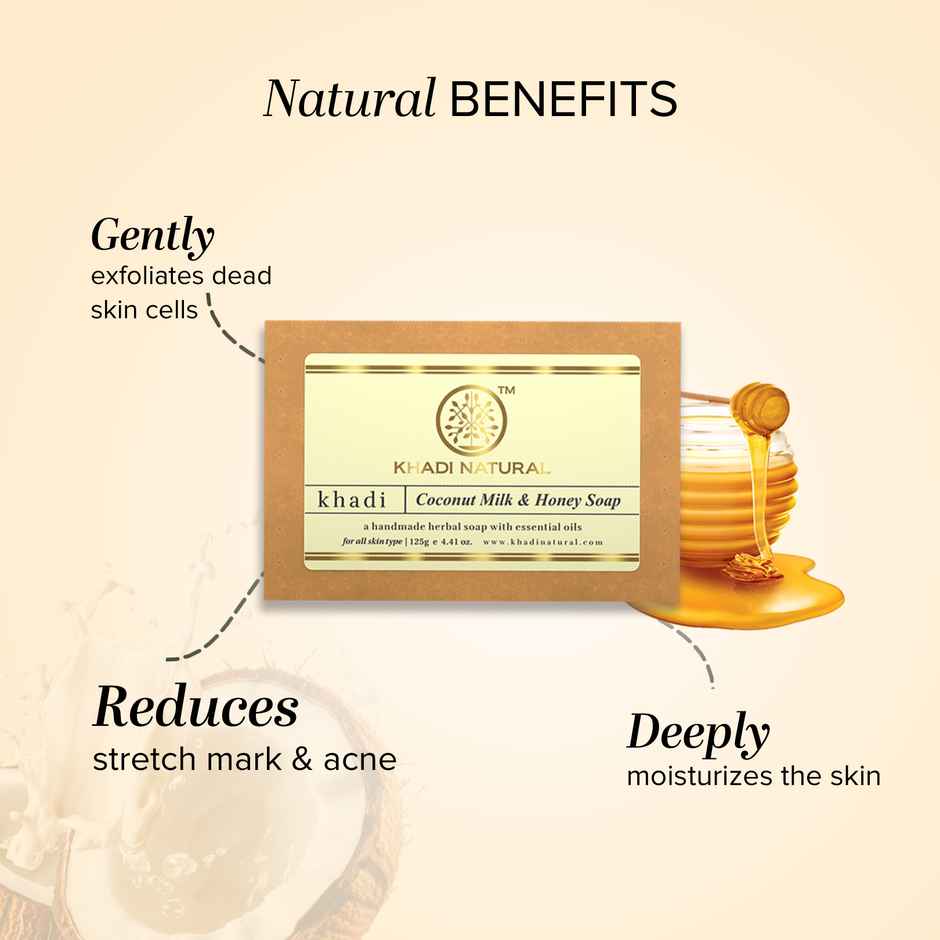 Khadi Natural Coconut Milk And Honey Handmade Soap | Moisturizes Dry Skin,