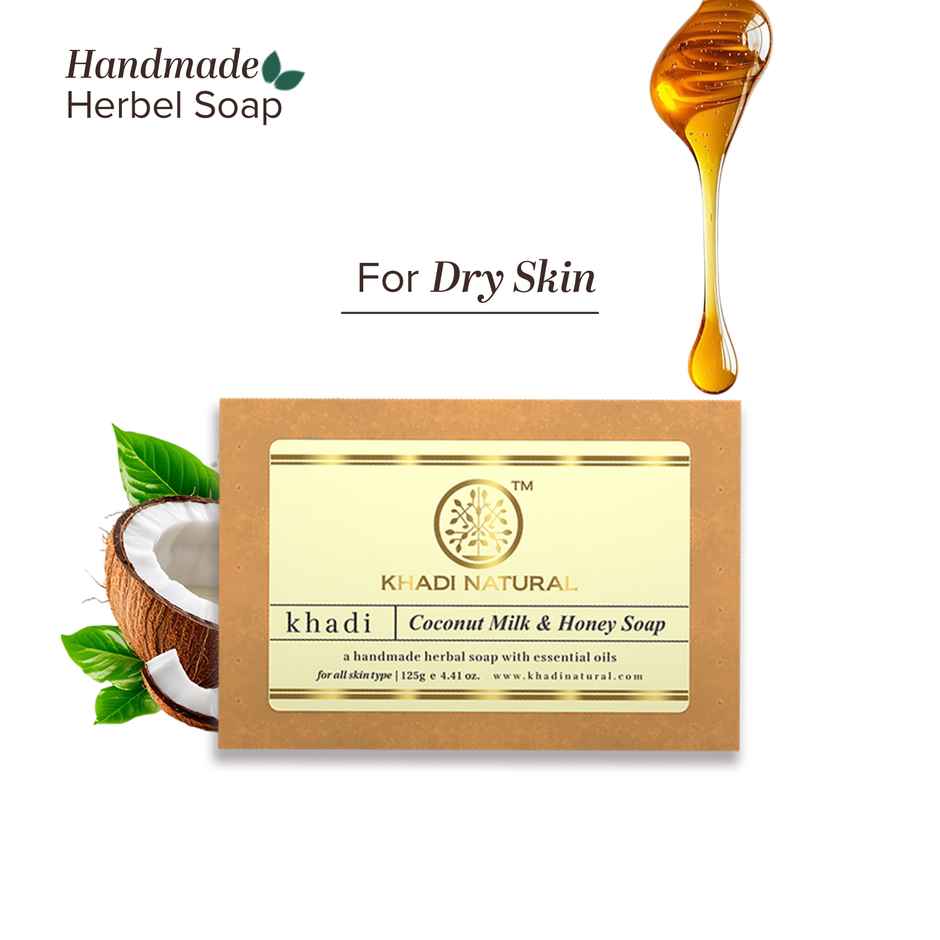 Khadi Natural Coconut Milk And Honey Handmade Soap | Moisturizes Dry Skin,