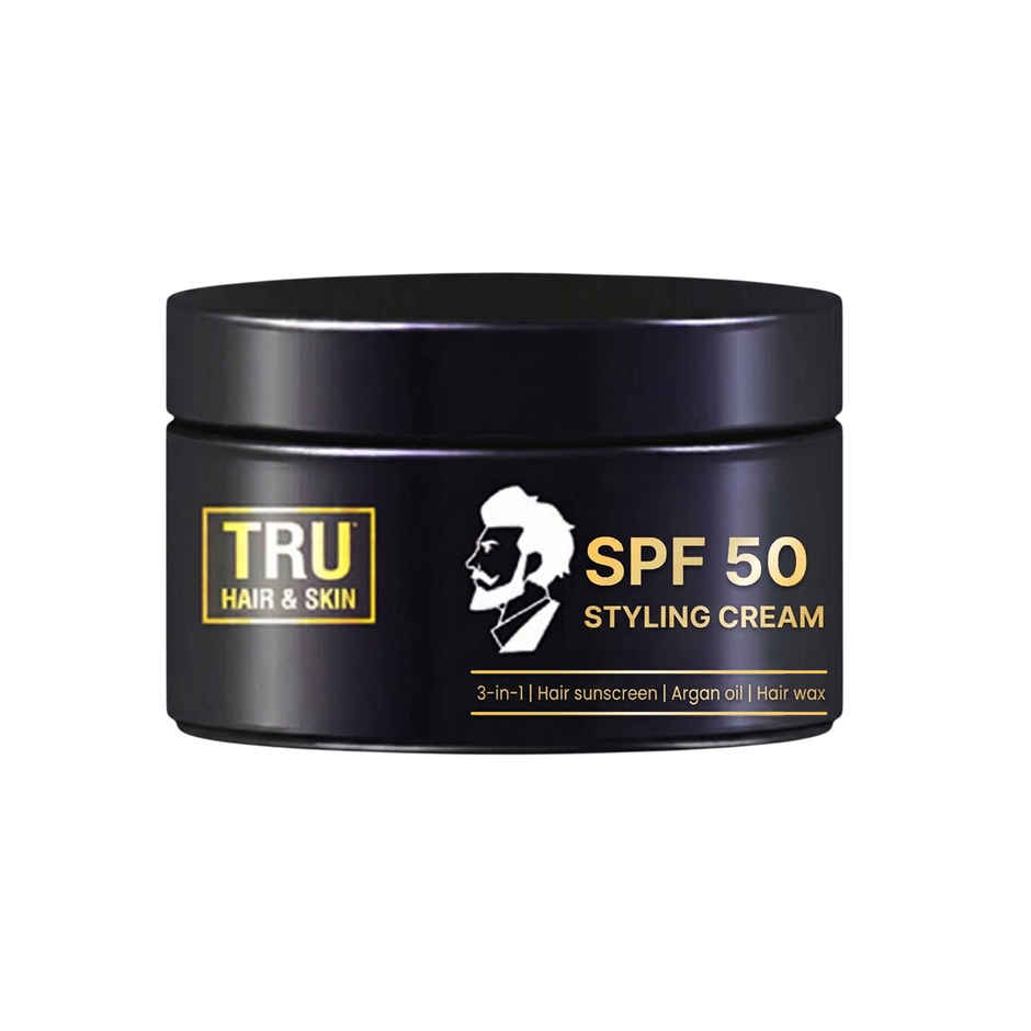 Tru Hair & Skin Spf 50 Styling Cream | Non-Sticky Hair Gel For Men | 8 Hour Hold Styling Wax