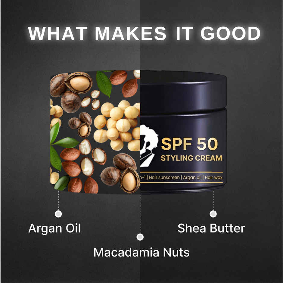 Tru Hair & Skin Spf 50 Styling Cream | Non-Sticky Hair Gel For Men | 8 Hour Hold Styling Wax