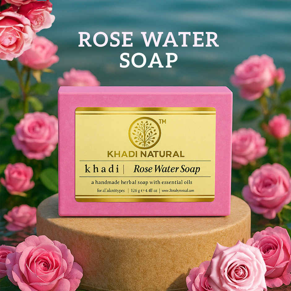 Khadi Natural Rosewater Soap For Gentle Cleansing