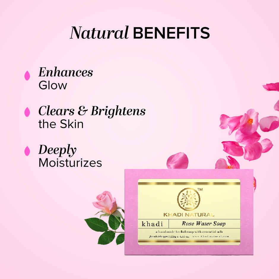 Khadi Natural Rosewater Soap For Gentle Cleansing