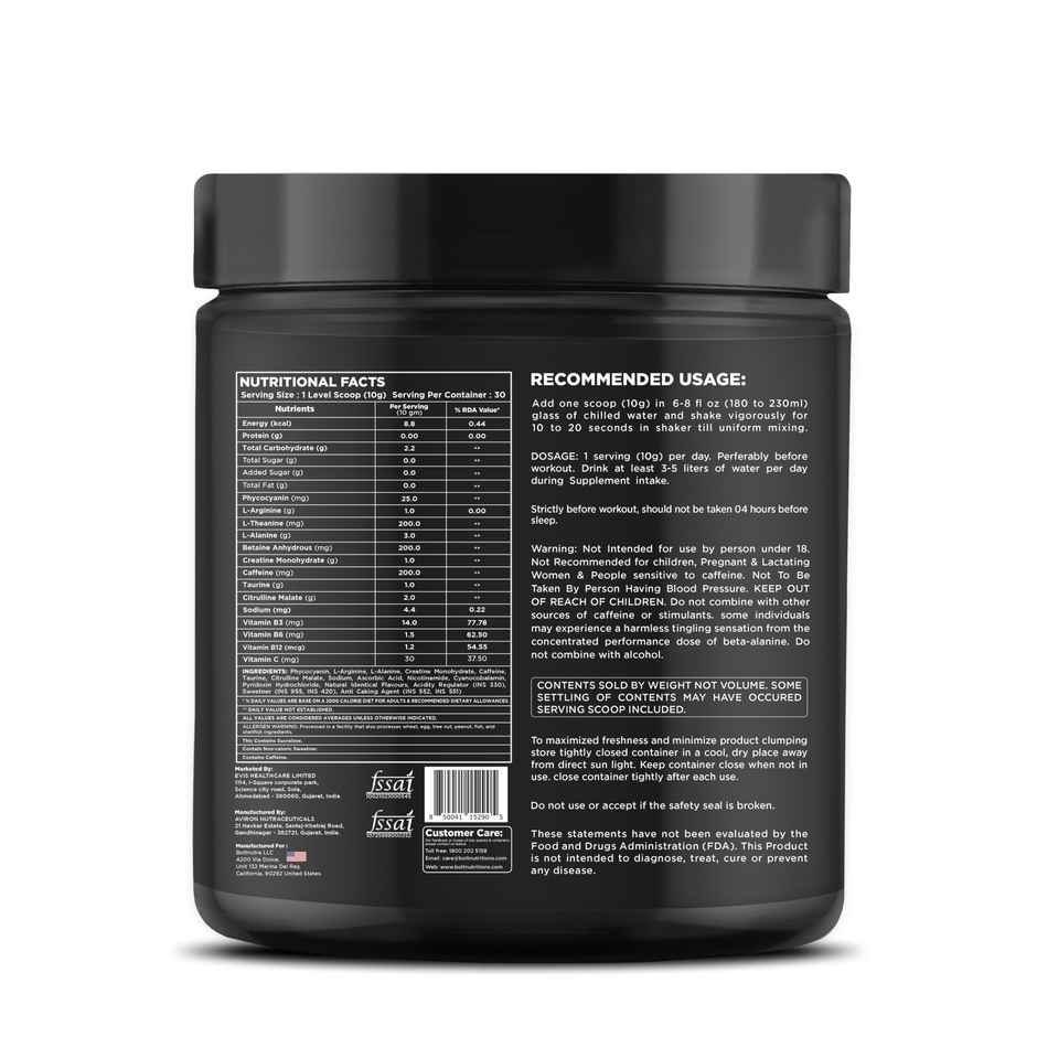 Bolt Nutrition Pre Workout Supplement | 30 Servings | Blue Berry Blast
