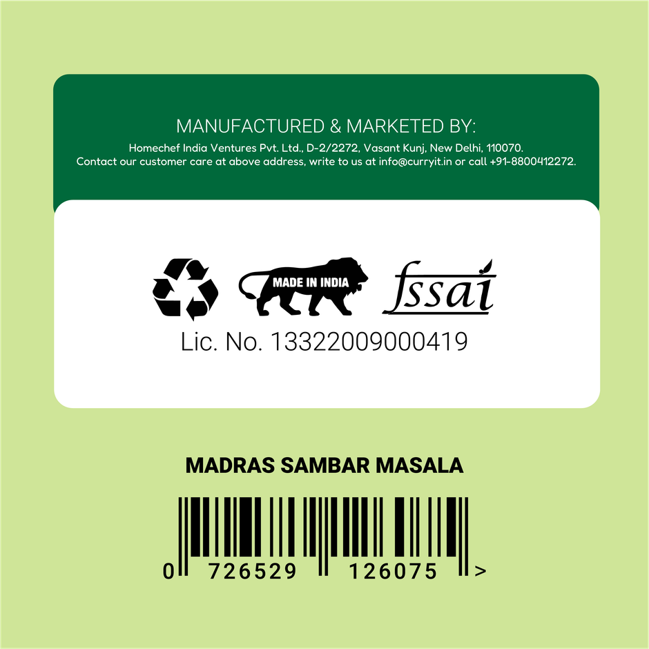 CURRYiT Madras Sambar Masala Premium Cooking Paste