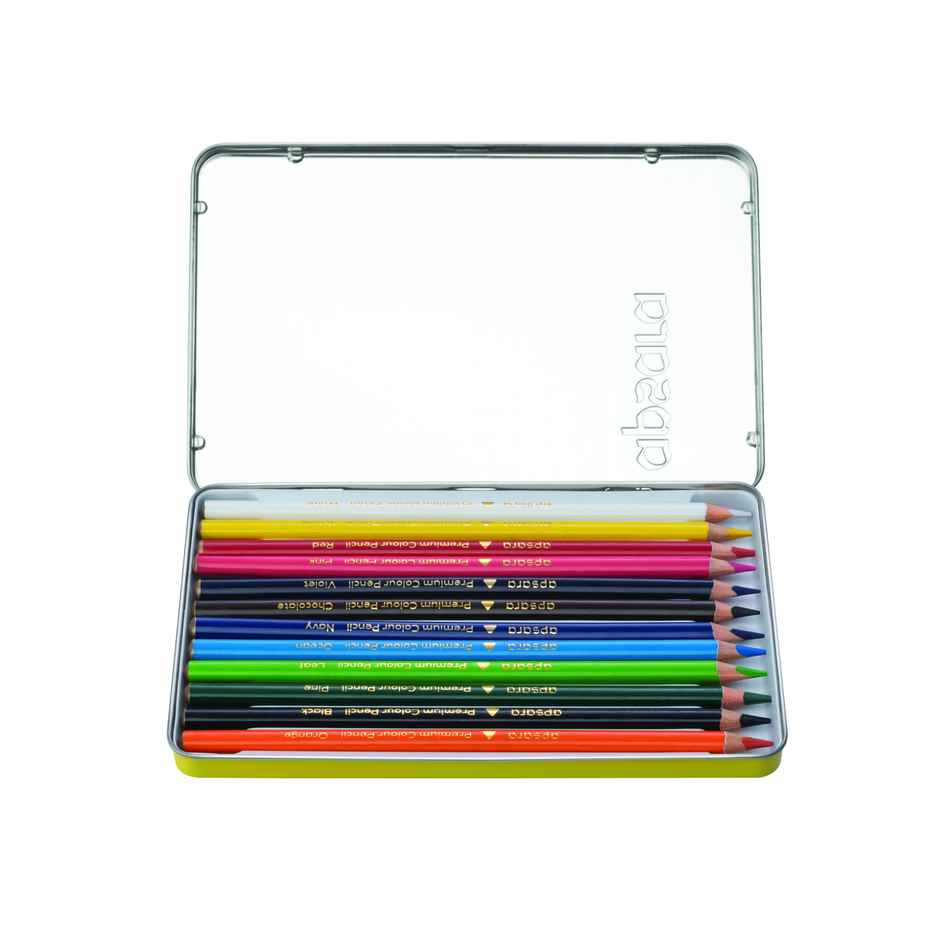 Apsara 12 Full Size Premium Triangular Colour Pencil | Brilliant colours | Hex Shape | Easy Grip