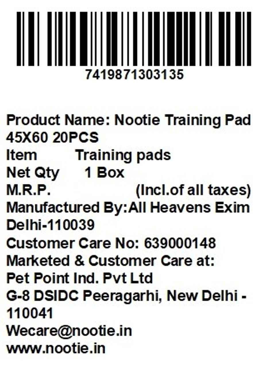 Nootie Super Absorbent Leak-Proof Puppy & Dog Training Pads 60x45 cm Pack of 20
