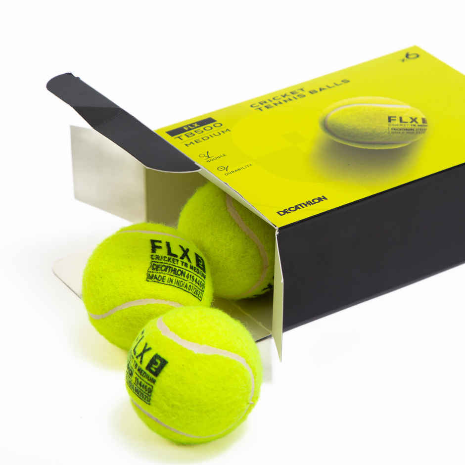 Decathlon FLX Medium Tennis Cricket Ball | Yellow | 80g