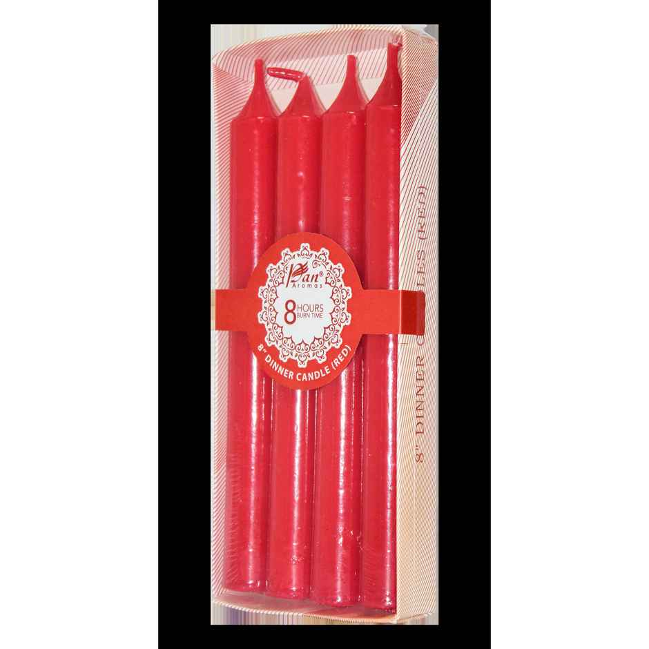 Dinner Decorative Candles | Pack of 4 | Red | Home Decor | Pan Aromas