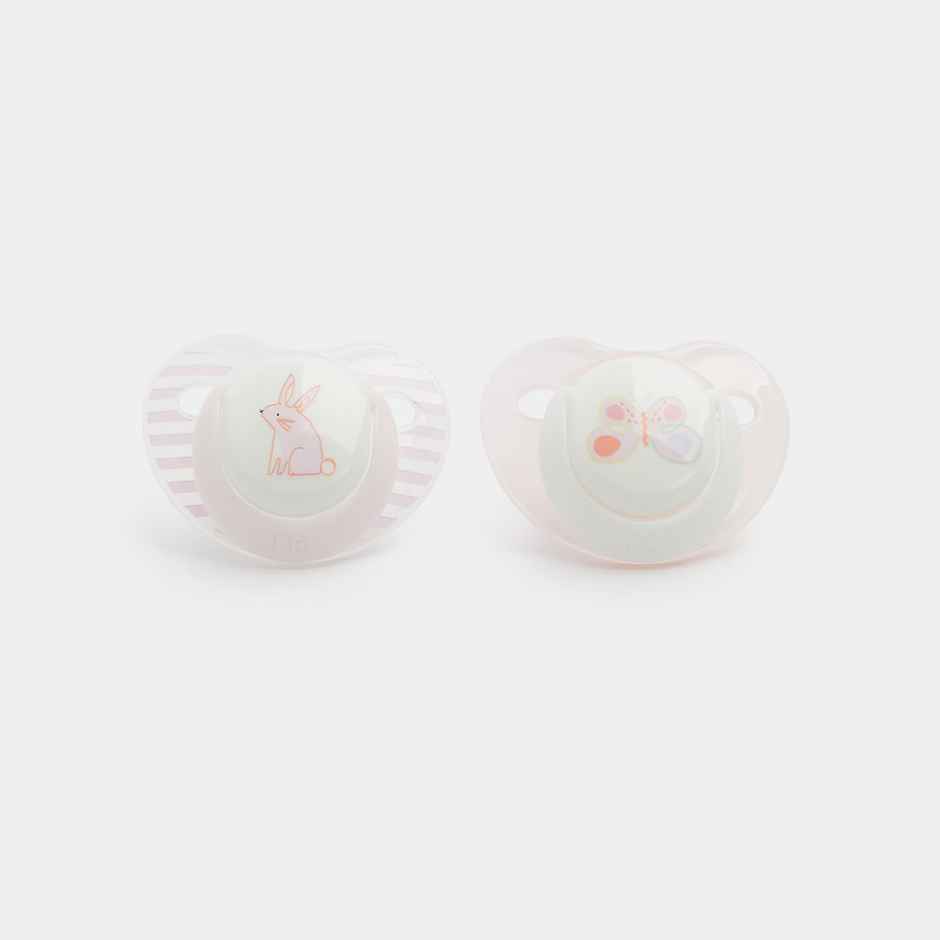 Mothercare Bpa Free Ultra-Soft Butterfly/Bunny Soothers For Newborns 0-6 Months - Pack Of 2
