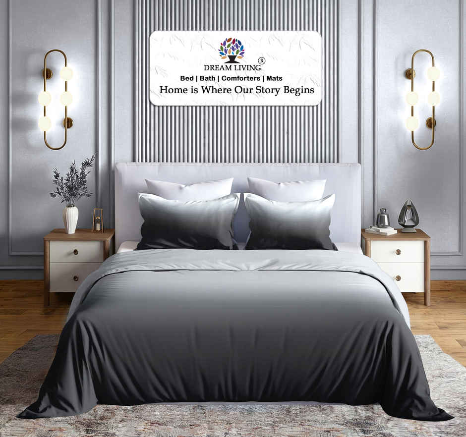 Dream Living Ombrey Double Bedsheet Set | Grey - 220 x 250 cm