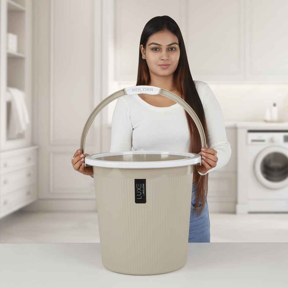 Kolorr Luxe Bucket | (Bucket 25L X 1) - Sand Stone | Bathroom Bucket | Strong Bathroom Bucket