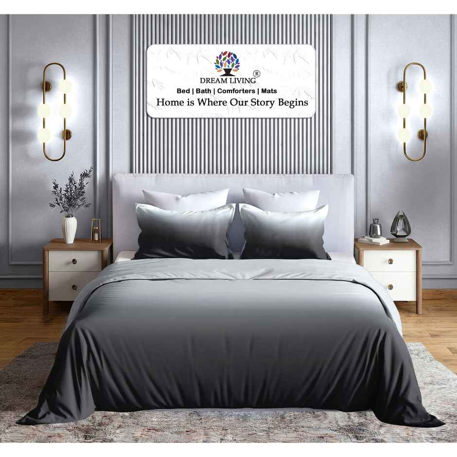 Dream Living Ombrey Double Bedsheet Set | Grey - 220 x 250 cm