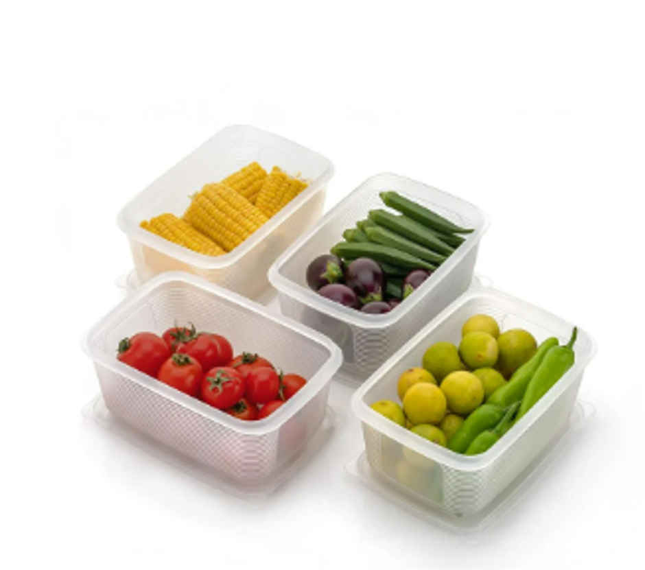 YELLOCUT Fridge Plastic Storage Box Set | Transparent, 1800 ml