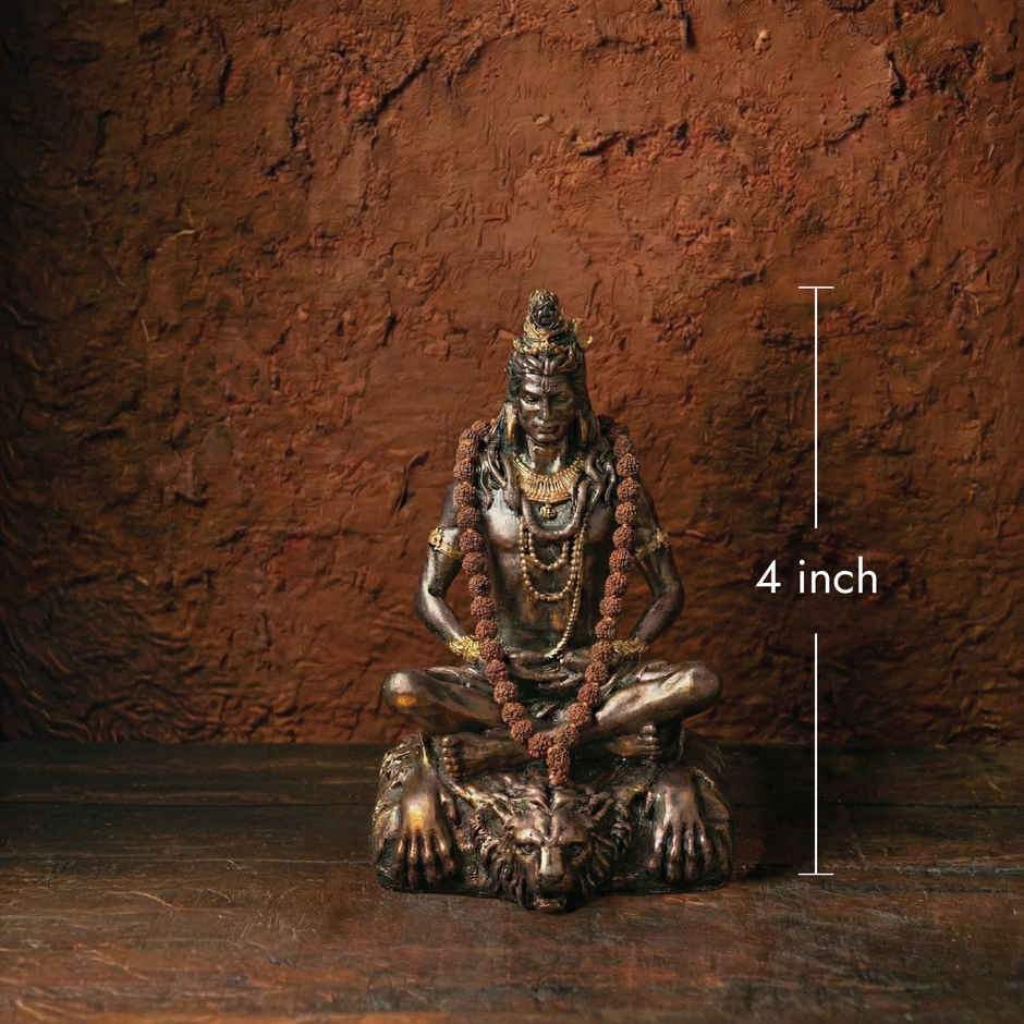 Antique Copper-toned Resin Shiva Idol 4 Inch | ServDharm
