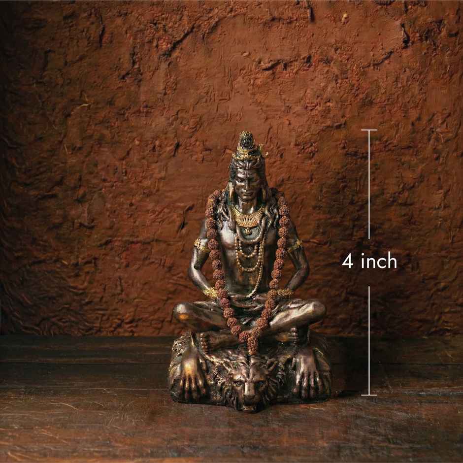 Antique Copper-toned Resin Shiva Idol 4 Inch | ServDharm