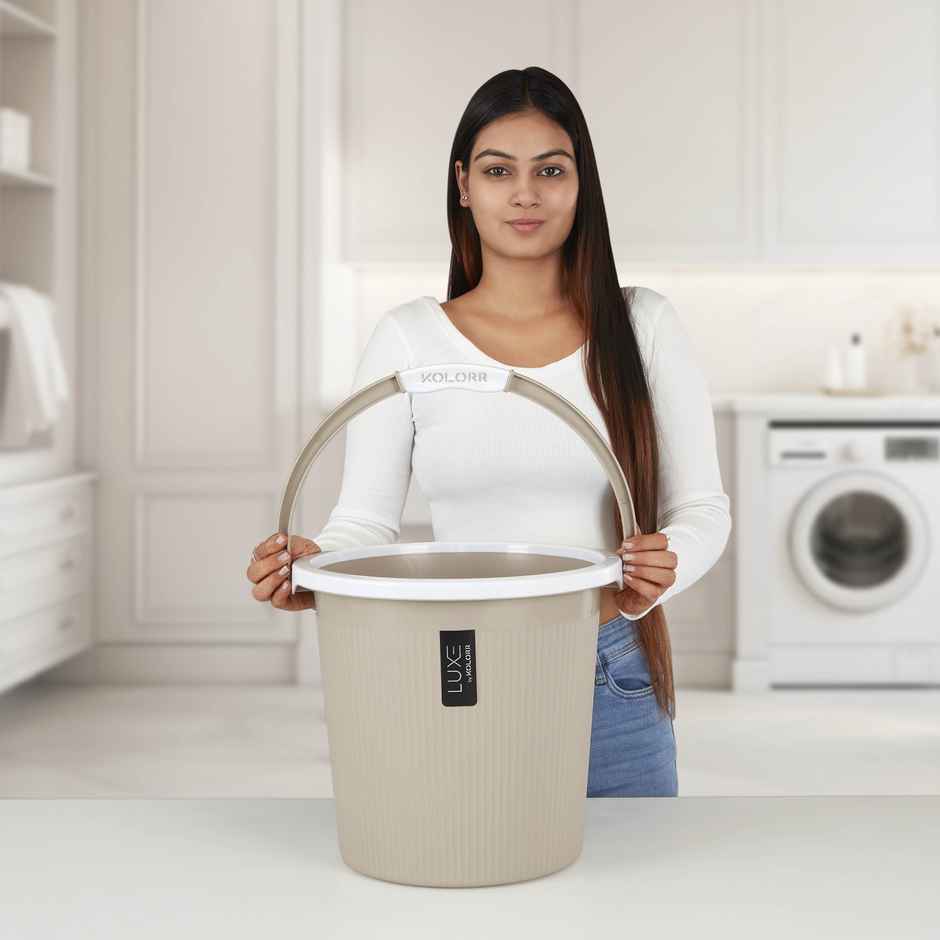 Kolorr Luxe Bathroom Bucket Ratan Lt | 18 L | Sand Stone