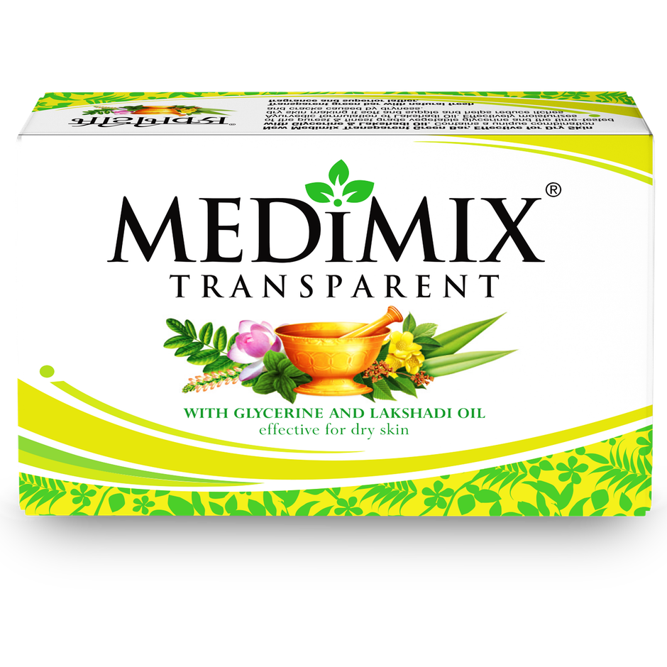 Medimix Transparent Ayurvedic Bathing Soap Infused with Glycerine & Lakshadi Oil for Dry Skin