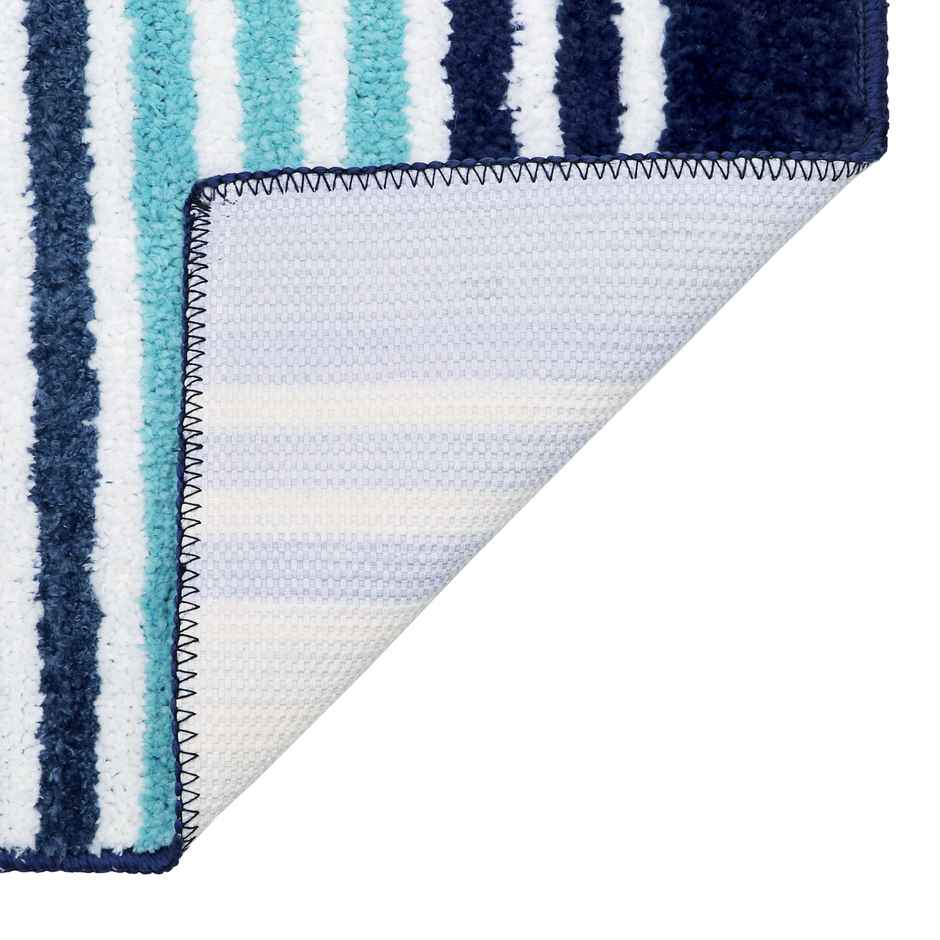 Homeharmony Non-Slip Bath Mat | Blue & White | 58 x 36 cm