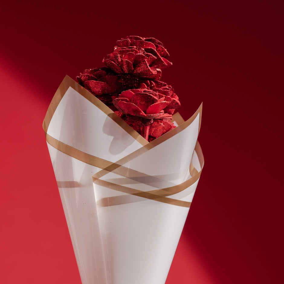 Crimson Red Rose Love Dried Flowers Bouquet | Ideal for Gifting | Poshh