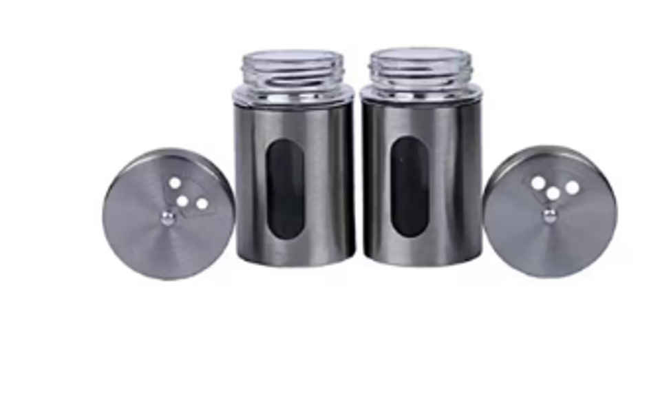 Soham Housewares Glass Spice Jar Set With Rack - 2 pcs