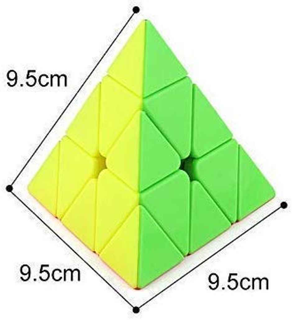 Storio Kid Cubes Pyramid High Speed Sticker Less Magic Puzzle Cube Game Toy | Multicolour