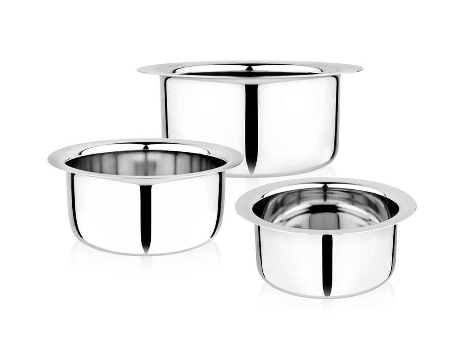 Vinayak Stainless Steel Tope/ Patila (3 Piece Set)