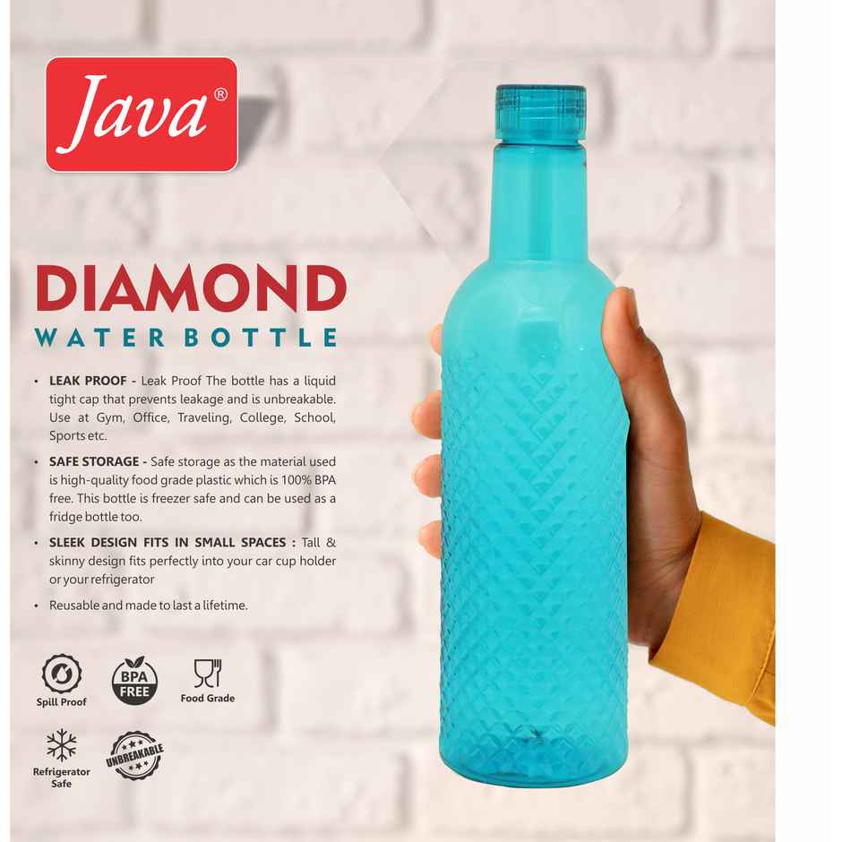 Java Diamond Jr Plastic Water Bottle | 500 ml | Pack of 3 | Colour May Vary