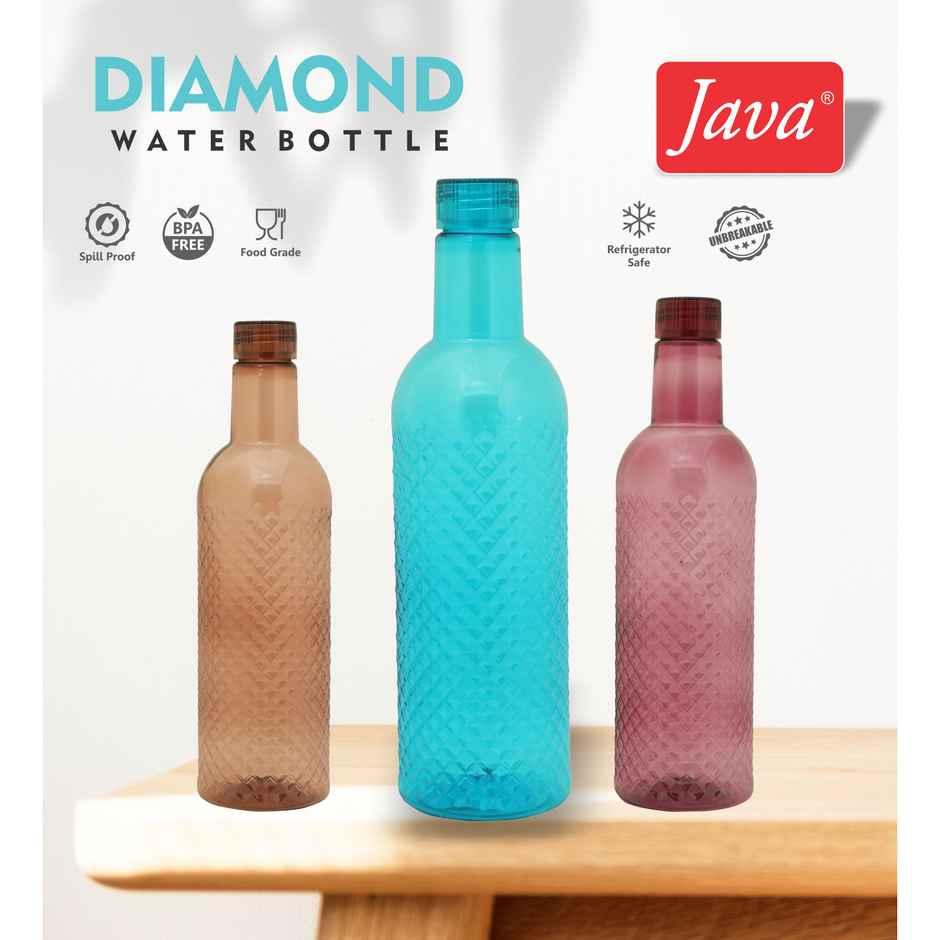 Java Plastic Diamond Water Bottle | Assorted | 1 L