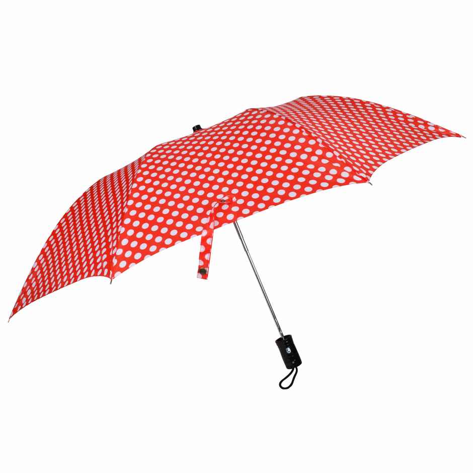 Fendo Delma 2 Fold Auto Open 24.5 Inch Sun & Rainproof Regular Umbrella For Men & Women | Red Dots