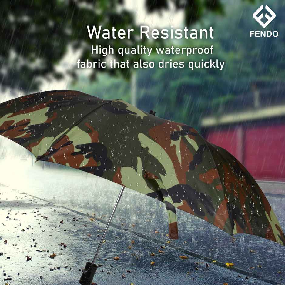 Fendo 2 Fold 24.5 inch Military-Silver Auto Open Umbrella