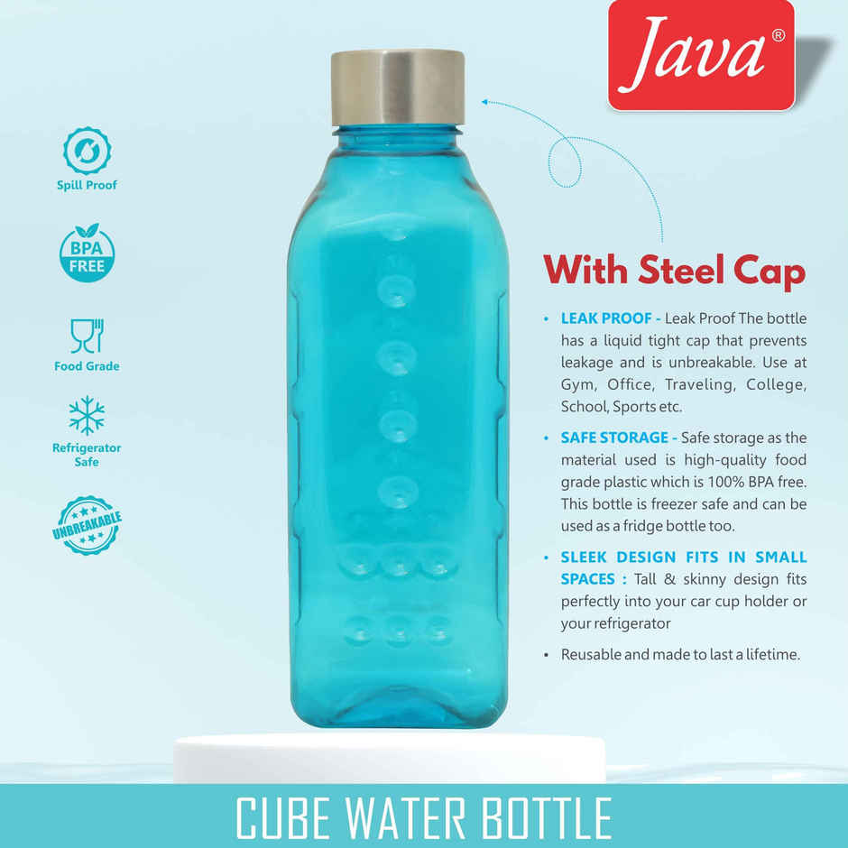 Java Plastic Cube Water Bottle | Assorted | 1 L
