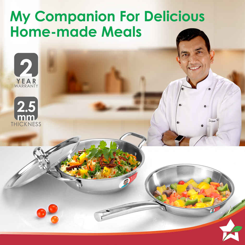 Wonderchef Venice Triply Cookware Set | Fry Pan 20cm, Kadai 24cm