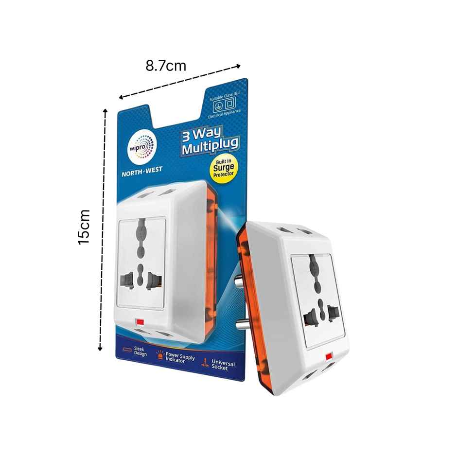 Wipro 3 Way Multiplug Adaptor with 1 Universal Socket