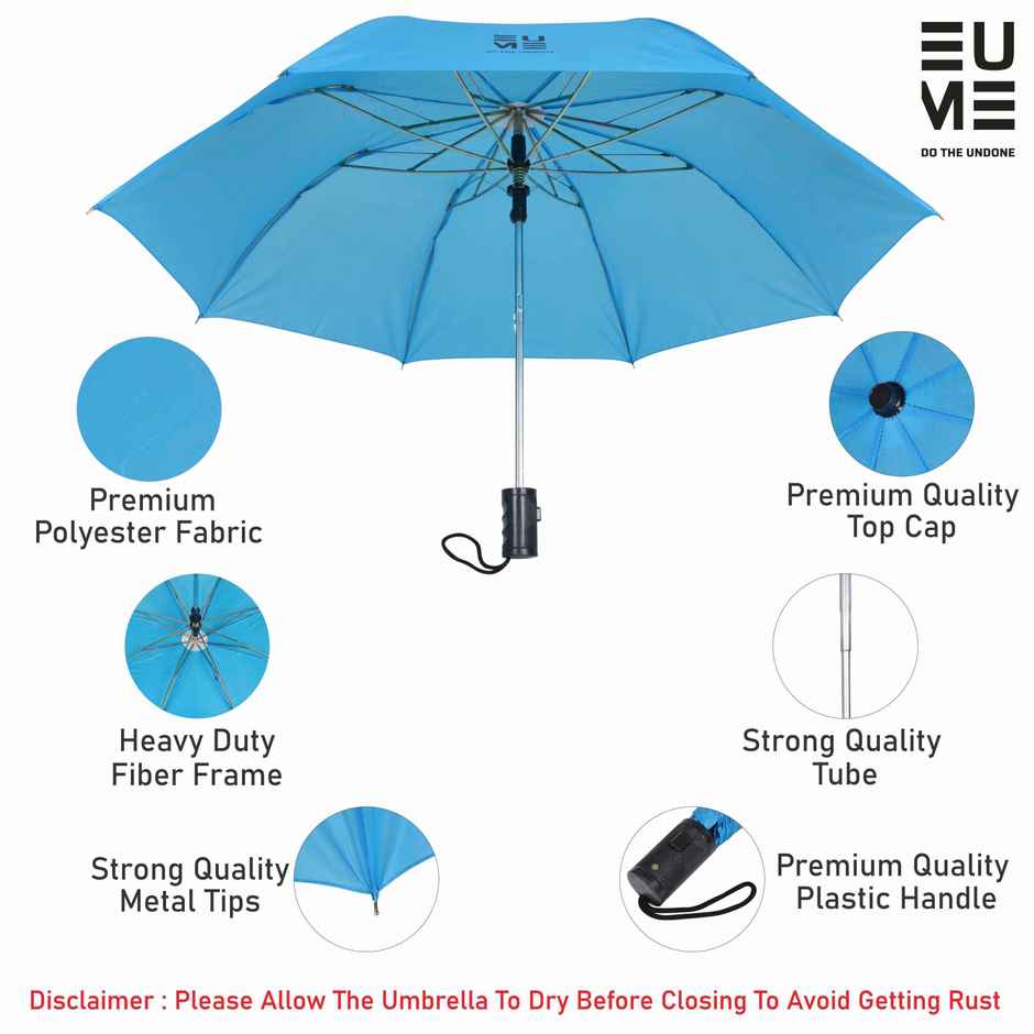 EUME Leatrix Auto-Open Lemon Umbrella | Blue | 21 Inch | 2 Fold